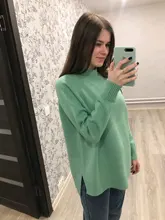 Sweater Pullovers Mock-Neck Beige Purple Winter Green 8-Colors High-Quality Women C-232