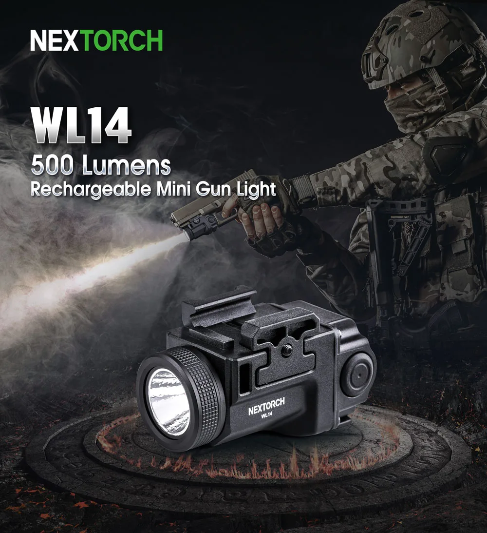 NEXTORCH Weapon Light Mini Pistol Mount 500 Lumens Type-C