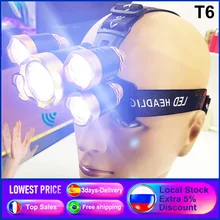 

Ultra Bright 5 LED Headlight Flashlight with Sensor USB Rechargeable Headlamp Waterproof Zoomable Head Lamp for Outdoors Camping