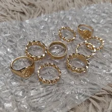 DIEZI-Conjunto de anillos para articulaciones estilo Hip Hop para mujeres y niñas, sortijas bohemias, Color dorado, Estilo Vintage