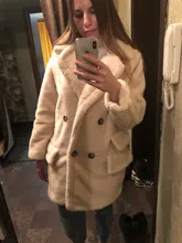 Fur Jacket Coats Teddy Faux-Fur Women Lambs Thick Long Winter Warm Chic Fashion Wool