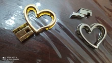 Hebilla de Metal con cierre con forma de corazón para bolso de bricolaje, cierre con giro de Metal para bolso de bricolaje