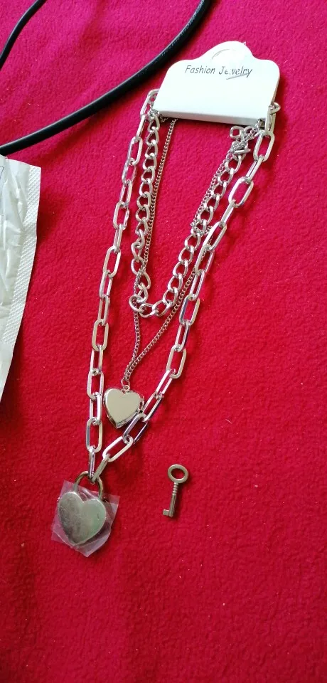 Multilayer Chain Necklace With A Heart Padlock_1 E-boy E-girl photo review