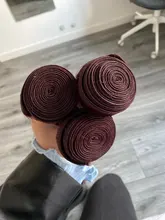 Human-Hair-Bundles Closure Brown Straight Kemy-Hair Brazilian with 3PCS Non-Remy