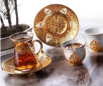 

TURKISH TEA GOLDEN PATTERNED SİX PERSONALİTY EIGHTEEN PIECE TEA SET