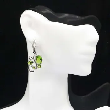 オンライン 33 × 15 ミリメートルかわいい蝶の形作成グリーンペリドットczヨーロッパスタイルのギフト姉妹シルバーイヤリング
