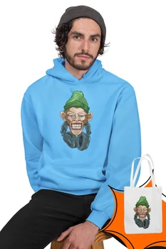 

Angemiel Wear Who Listens to Music Chimpanzee Blue Men 'S Hooded Sweatshirt Bags Kombin