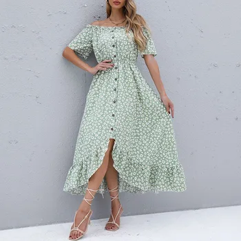 Fashionable Green Silk Dress for Women