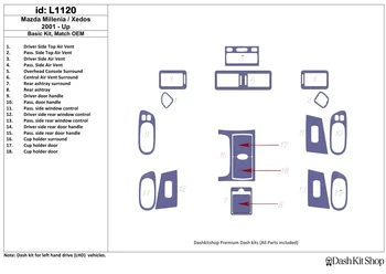 

Interior trim for Mazda Milenia 2001-UP. Set L1120.