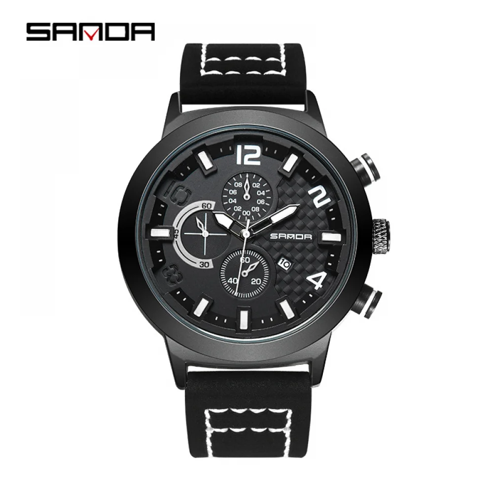 

SANDA New Belt Sport Watch Men Original MovementTrendy Six-hand Multi-function Quartz Watch Fashion Trend Big Dial Men's Watches