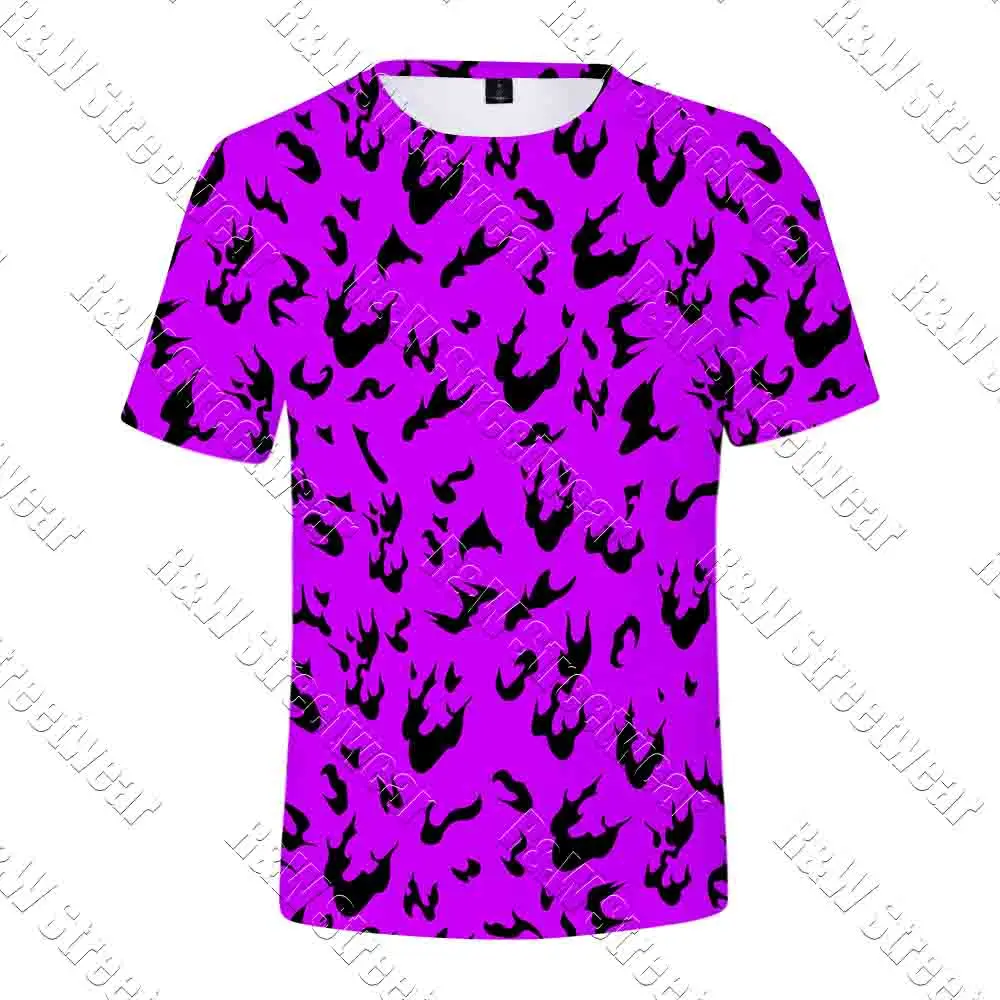 Purple Билли эйлиш Футболка мужская и женская хип-хоп Уличная белая огненная и черная пламя летняя рубашка Одежда harajuku - Цвет: Purple