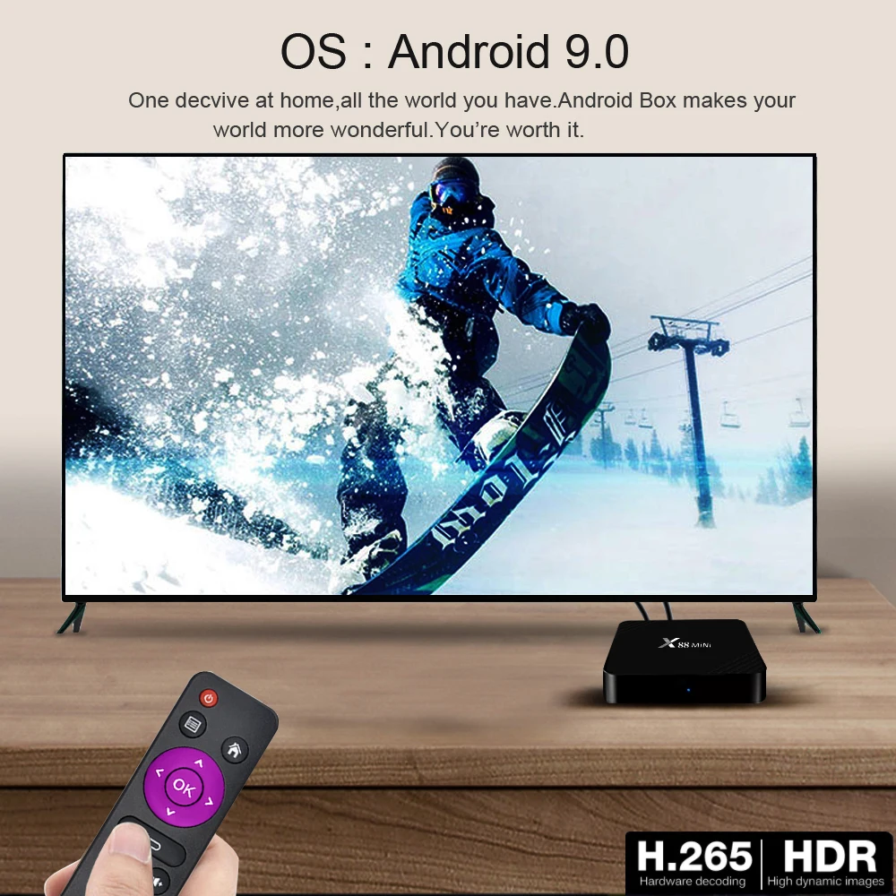 Apkin tv box X88 MINI RK3318 четырехъядерный 64 бит 2 Гб ram 16 Гб rom Android 9,0 Smart tv BOX