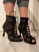Ailove Social baile botas deportes de interior zapatos profesionales Latina Salsa de encaje sandalias superficie de red hueco tacones S68