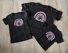 Camiseta a juego con estampado de Arco Iris para madre e hija, camiseta de manga corta con apariencia familiar, ropa de madre e hija, 1 unidad