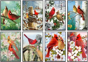 

Embroidery Counted Cross Stitch Kits Needlework - Crafts 14 ct Aida Color DIY Arts Handmade Decor - Cardinal Couple Collection