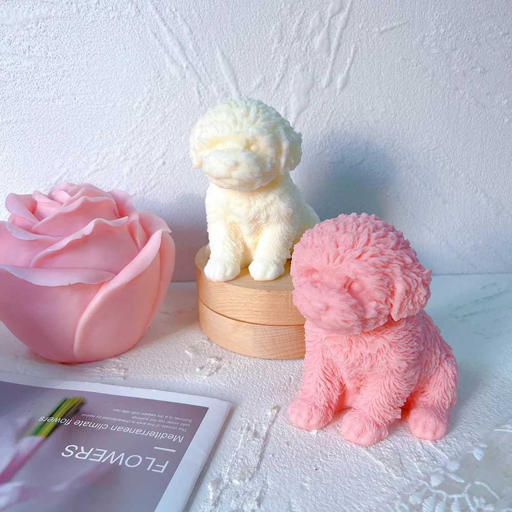 Cute Dog Candle Mold Animal Teddy Puppies Soy Wax Silicone Mould Puppy Dog Lover Home Decor silicone mold,silicone candle mold,aromatherapy candle mold,silicone candle molds,candle mold