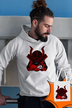 

Angemiel Wear Samurai Dog White Male Hooded Sweatshirt Bags Kombin