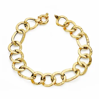 

18k gold bracelet hammered 20cm. Hollow [AA1667]
