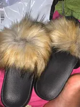 Fur Slippers Raccoon-Sandals Flip-Flops Plush-Shoes Fuzzy Furry Slides Women Fluffy Woman