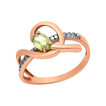 

Silver ring with хризолитом and cubic zirconia sunlight sample 925 test