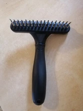 Cepillo de corte para mascotas, peine para el cuidado del perro y gato, para pelo corto o largo con doble fila de alfileres de acero inoxidable