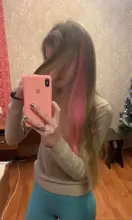 AliLeader-extensiones de cabello de una pieza con Clip, 57 colores, pelo sintético, degradado, rosa, rojo y azul, con Clip