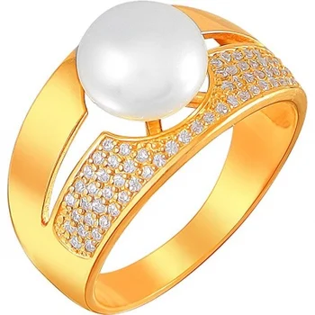 

Esthete ring with pearls and cubic zirconia silver with gilding
