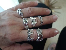 Sindlan-anillo gótico de plata para mujer, Set de 6 uds. De Anillos con diseño de corazón Punk, mariposa, Cupido, joyería femenina