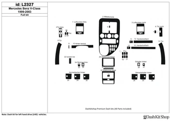 

Interior trim for Mercedes Benz V Class 1999-2003. Set L2327.