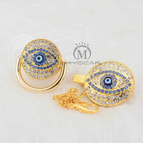 MIYOCAR Bling evil eye пустышка и зажим набор пустышка держатель цепи bling blue lovely eye пустышка уникальный дизайн AEYE-1 - Цвет: AEYE-2-1  6-18M