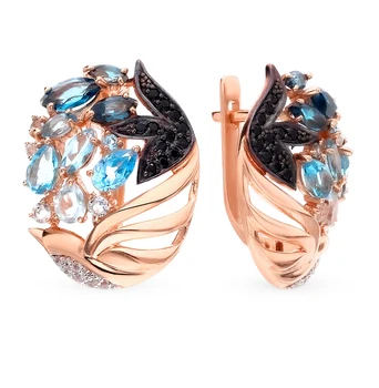 

Gold earrings with Topaz and cubic zirconia sunlight sample 585