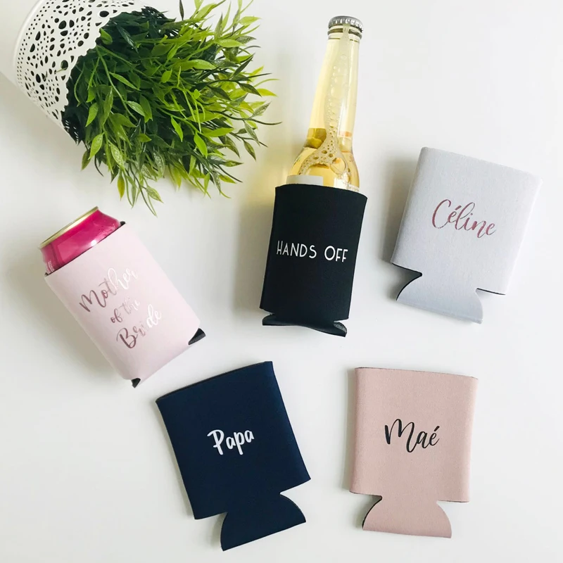 Personalized Can Cooler Bridal Bridesmaid Wedding Party Favor Custom Beer Insulator Can Coolers Drink Bottle Holder Sleeve Gifts