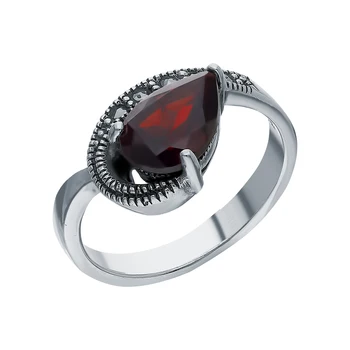 

Silver ring with marcasite and Garnet sunlight sample 925