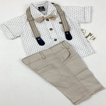 

1 2 3 4 Year Children Clothing Set Short Shirt +Bow Tie + Trousers Boys Clothing Sets For Summer
