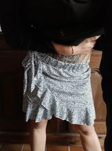 Minifaldas con estampado de lunares para mujer, faldas cortas con volantes y lazo atado a la cintura, estilo informal, con estampado de puntos, 2019