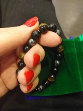 Pulsera de piedra Natural con Triple protección, brazalete de hematita y obsidiana negra, Ojo de Tigre