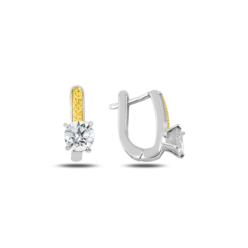 

Silver 925 Sterling Zircon Cubic Zirconia Double Color Earrings