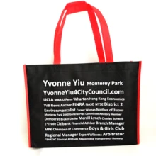 Подарочные пакеты на заказ с ручками, рекламный подарок, черная сумка для переноски из нетканого полотна с красной ручкой, подарки для мероприятий