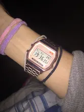 Reloj Digital de lujo de oro rosa para mujer, pulsera electrónica LED de acero ultrafino, luminoso