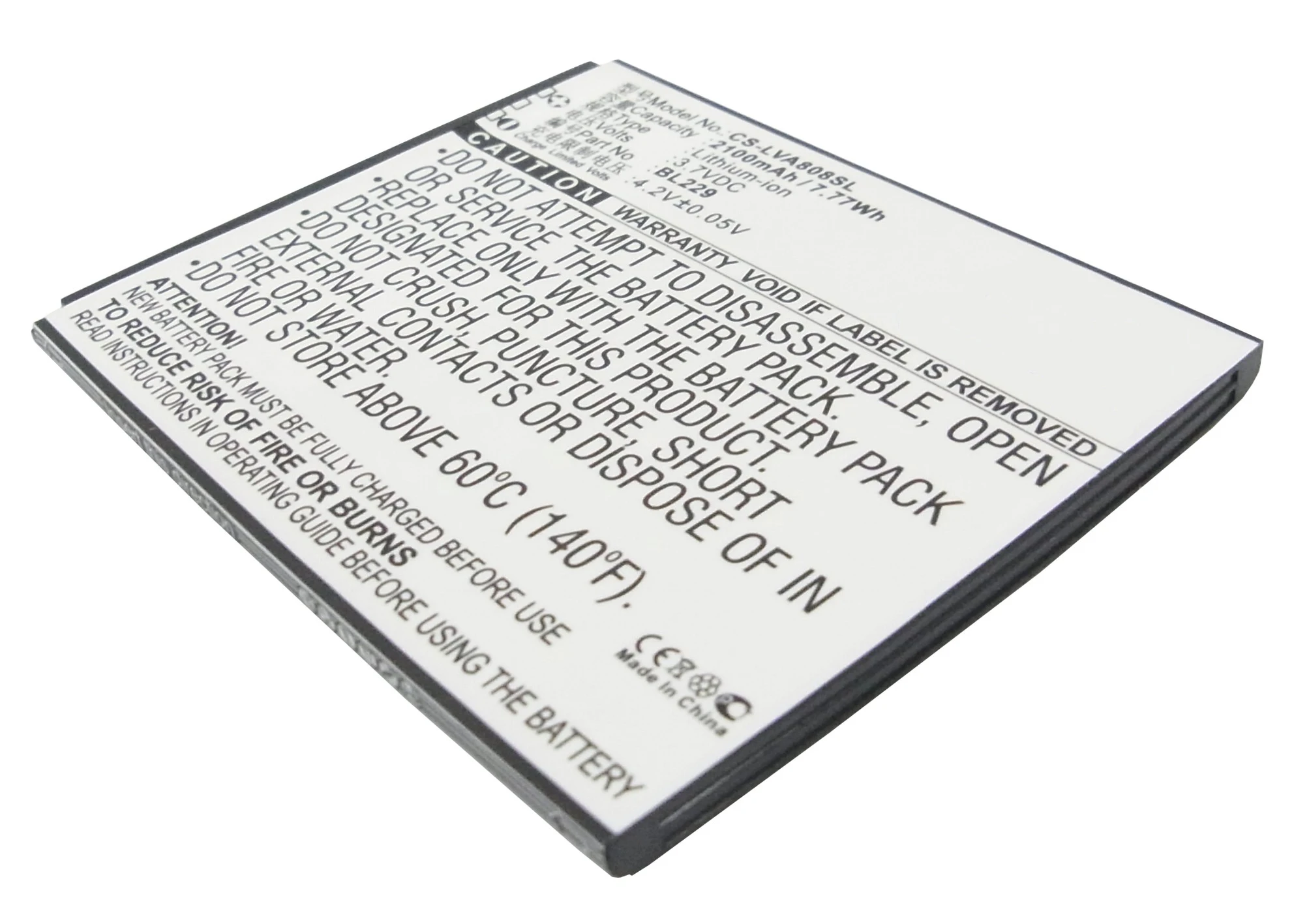 Аккумулятор CS-LVA808SL BL229 для Lenovo A806/A806T/A8 3.7V / 2100mAh 7.77Wh |