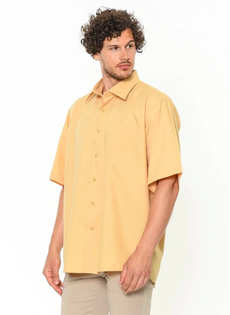 

Varetta Plus Size Yellow Formal Dresses Big Size Men Oxford Business Casual Short Sleeve Classic Solid Big Size Men's Shirts- turkey