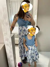 PatPat-conjuntos florales a juego para la familia, vestidos sin mangas con volantes y Tops vaqueros de aspecto familiar de algodón de mosaico de verano y primavera, gran oferta 2021