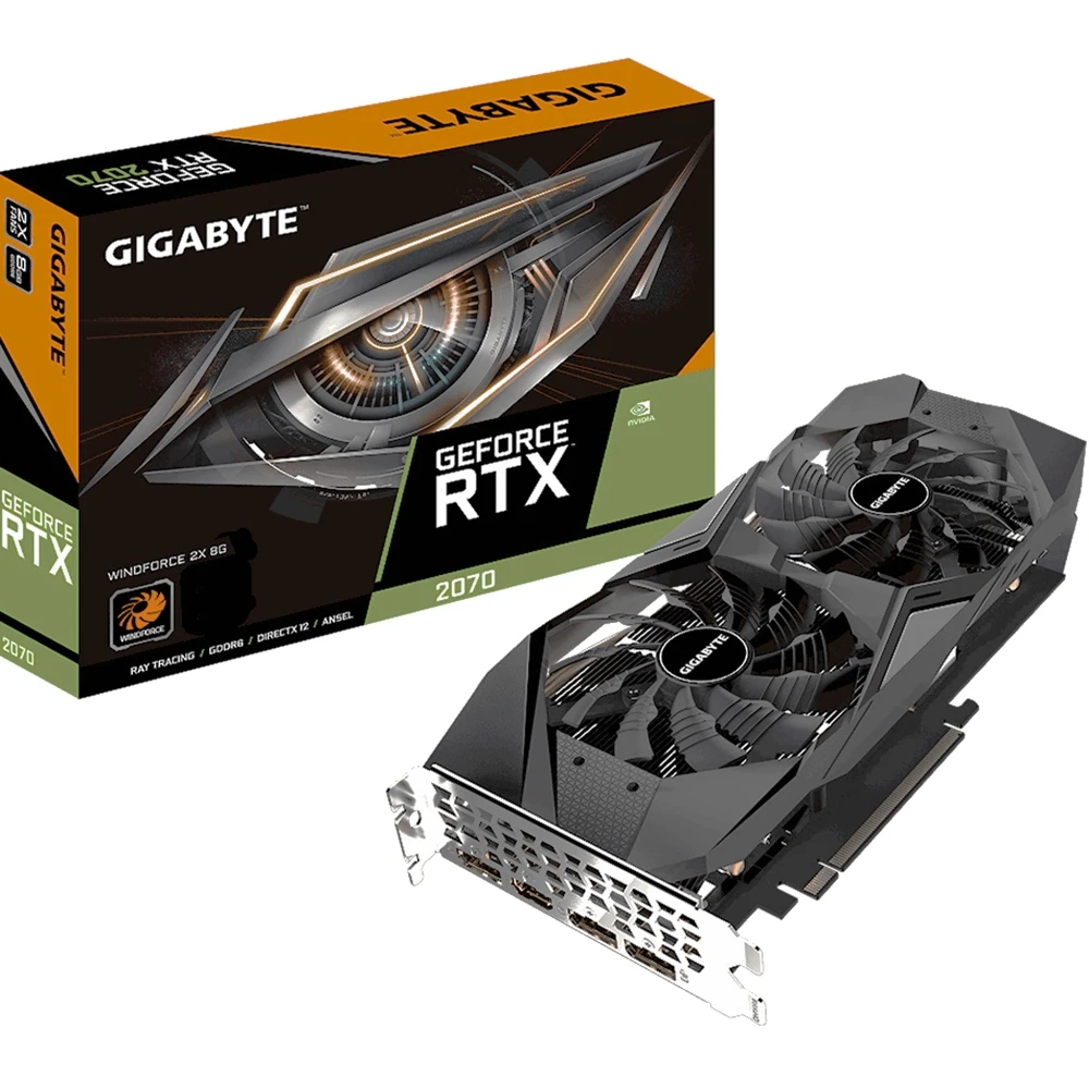 Видеокарта Gigabyte WindForce nVidia GeForce RTX 2070 1620MHz 8192MB 14000MHz 256 bit RTL [GV-N2070WF2-8GD]