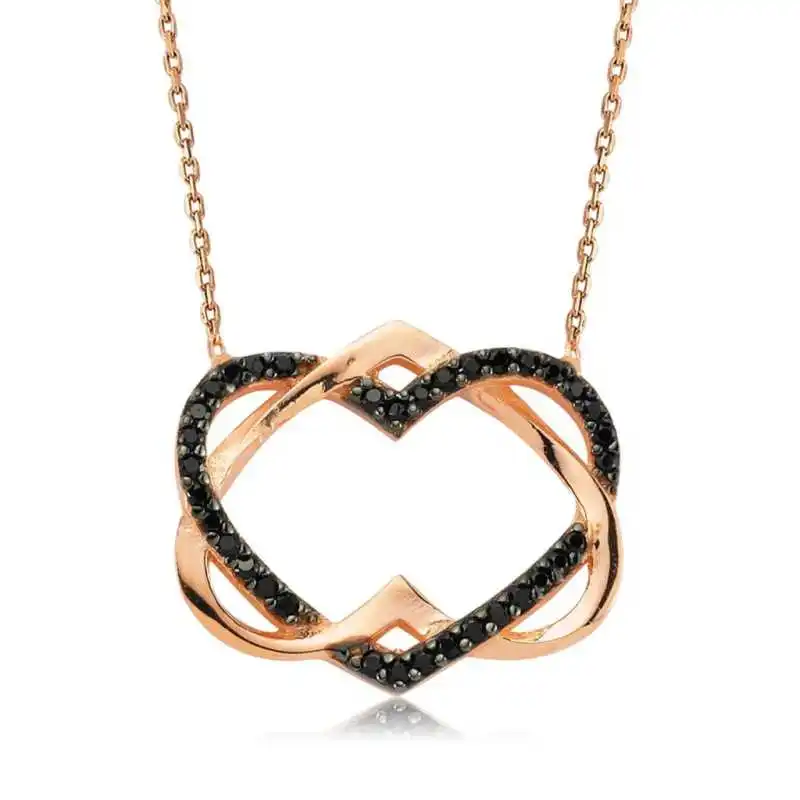 KUTAYDAN 925 Sterling Silver United Hearts Lady Necklace