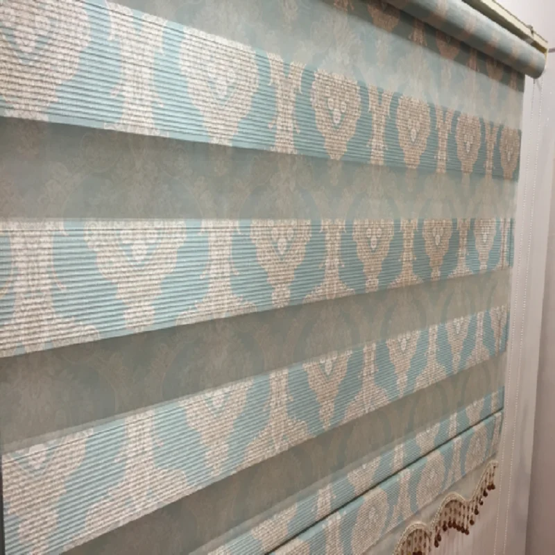 

FREE SHIPPING (Blue-Cream) Zebra Roman Roller Blinds Curtain Decor Double Layer Office Home Living Room Window Kitchen Bedroom