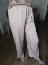 Pantalones de pierna ancha de satén para mujer, pantalón informal, holgado, de cintura alta, liso, Coreano elegante, para verano