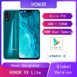 Глобальная версия смартфонов Huawei Honor 9X Lite 4G + 128G Kirin 710 Android 9 48MP камера 6,5 дюймHonor мобильный телефон Google Play NFC