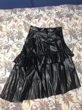 Midi Skirt Elegant Ruffles Office Black Vintage High-Waist Ladies Female Casual Work-Wear
