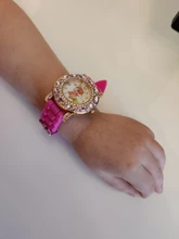 UTHAI-Reloj de pulsera CQ19 para niños, relojes de cuarzo para niñas, caballo de la bestia de dibujos animados, regalo de correa de silicona, rojo rosa