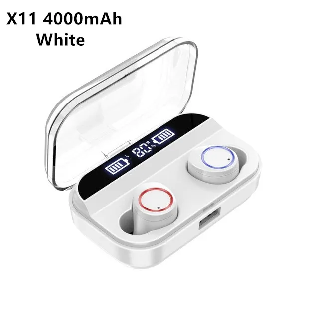 X11 white 4000 мАч TWS беспроводные наушники Bluetooth 5,0 наушники с дисплеем питания сенсорное управление спортивные стерео наушники гарнитура зарядная коробка - Цвет: X11 white
